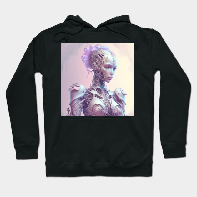 Portrait in Pastel Colors of A Fractal Robot Hoodie by daniel4510